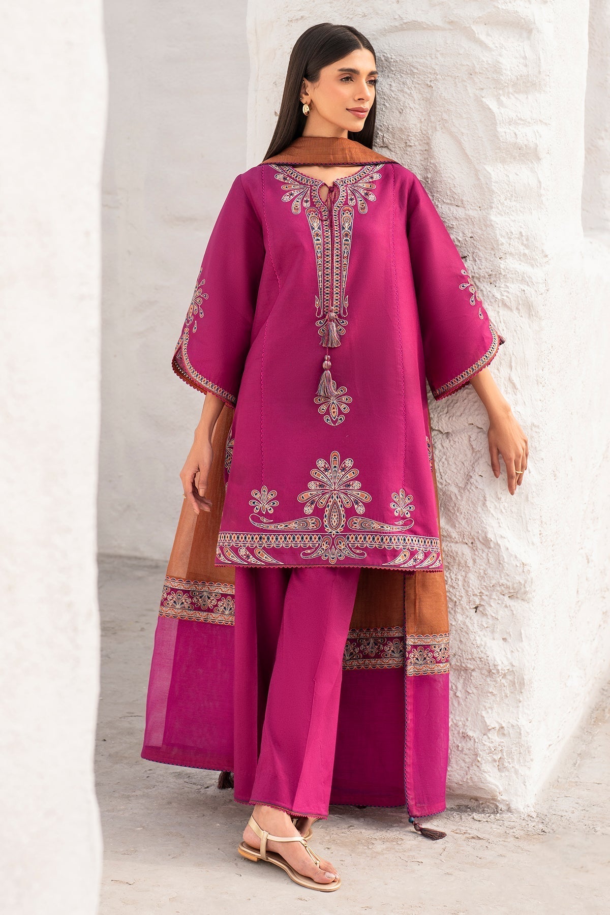JAZMIN - Dhanak 3-Piece Unstitched Embroidered Suit