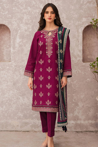 JAZMIN - Dhanak 3-Piece Unstitched Embroidered Suit