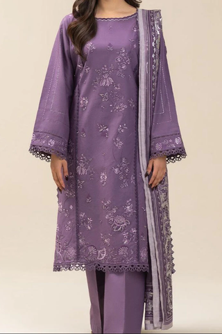 Dhanak 3-Piece Unstitched Embroidered Suit