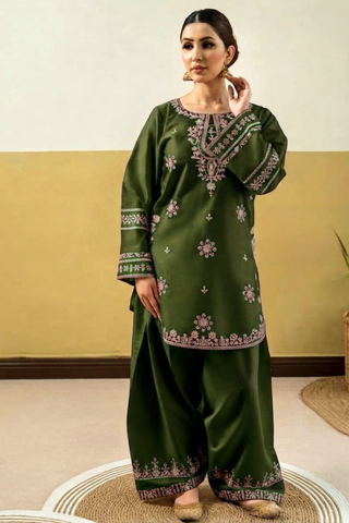 URGE- Unstitched 2 Piece Embroidered Dhanak Suit