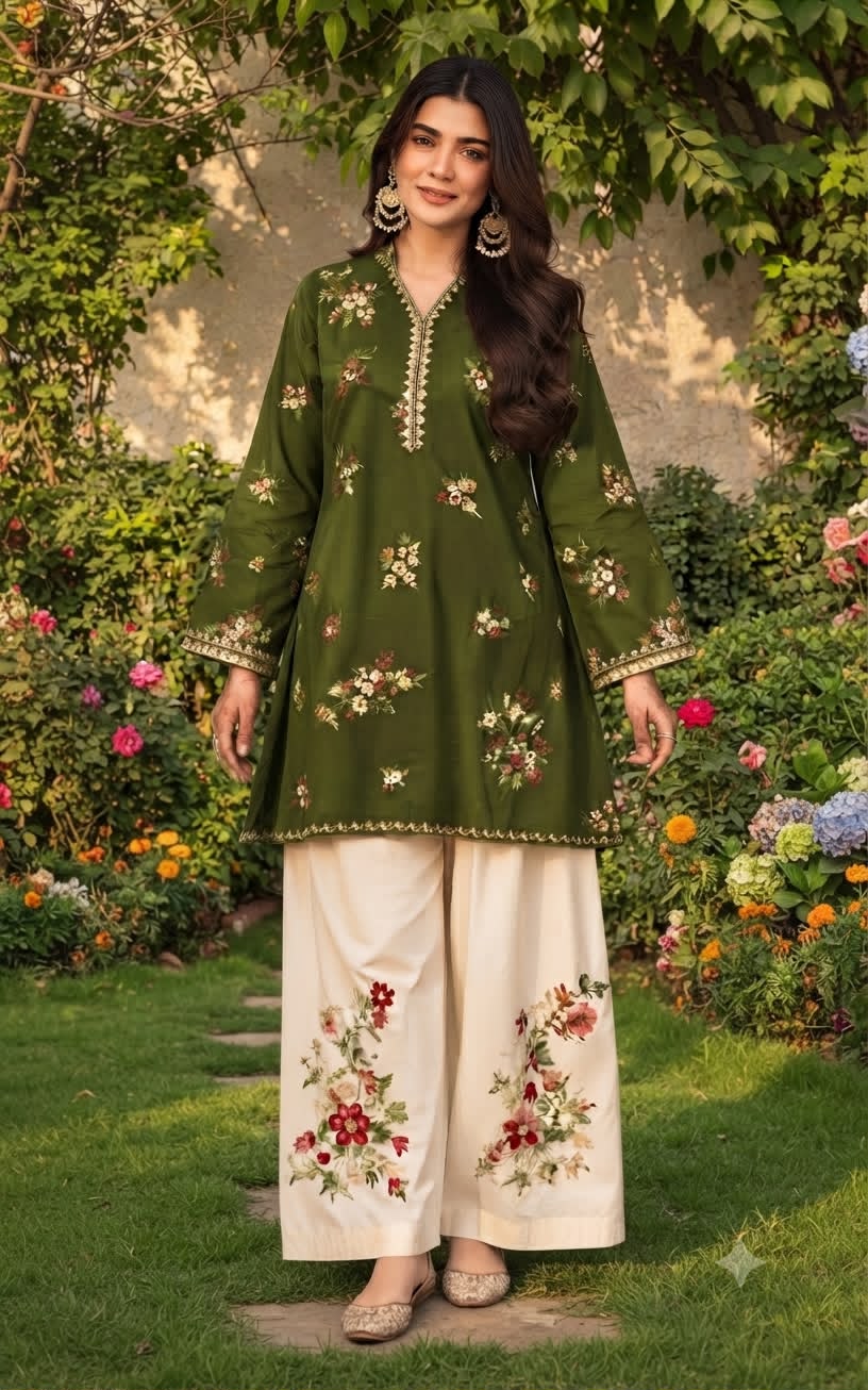 Embroidered Dhanak Winter 2 Piece Dress