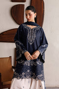 Iznik- 3PC DHANAK EMBROIDERED SHIRT WITH TWILL PRINTED SHAWL AND EMBROIDERED TROUSER