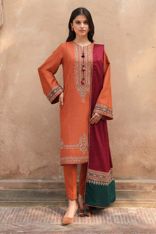 Jazmin Dhanak 3-Piece Heavy Embroidered Suit with Printed Wool Shawl