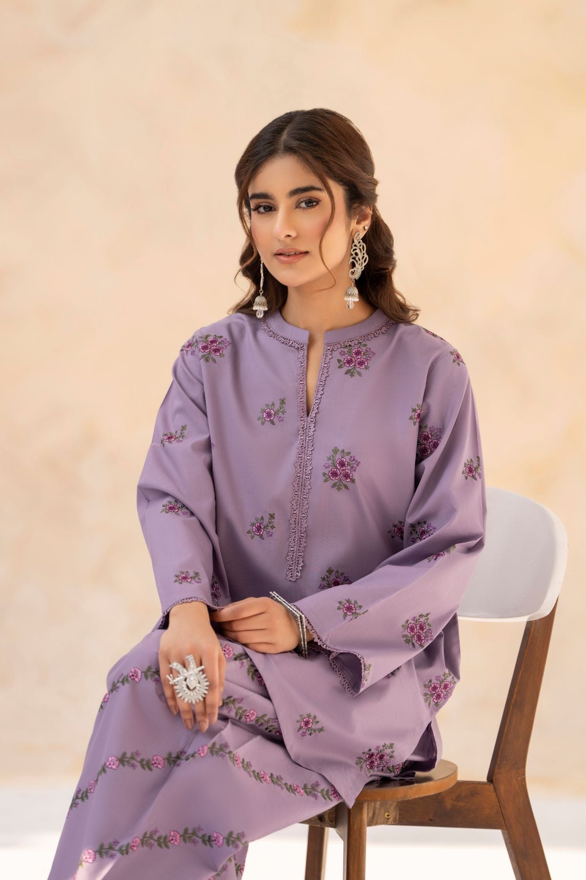 Embroidered Dhanak Winter 2 Piece Dress stiched