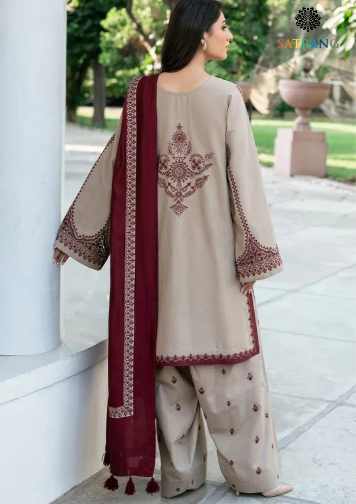 Sapphrie - Dhanak 3-Piece Unstitched Embroidered Suit