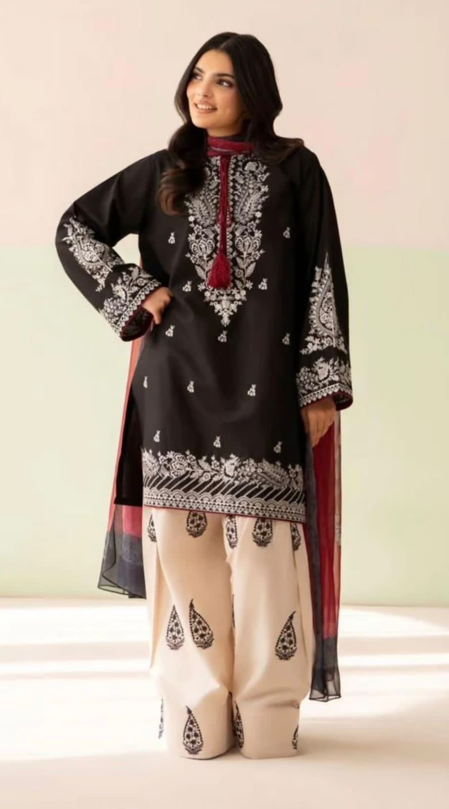 Embroidered Dhanak Winter 3Piece Dress