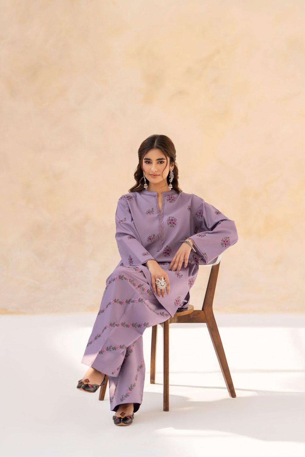 Embroidered Dhanak Winter 2 Piece Dress stiched