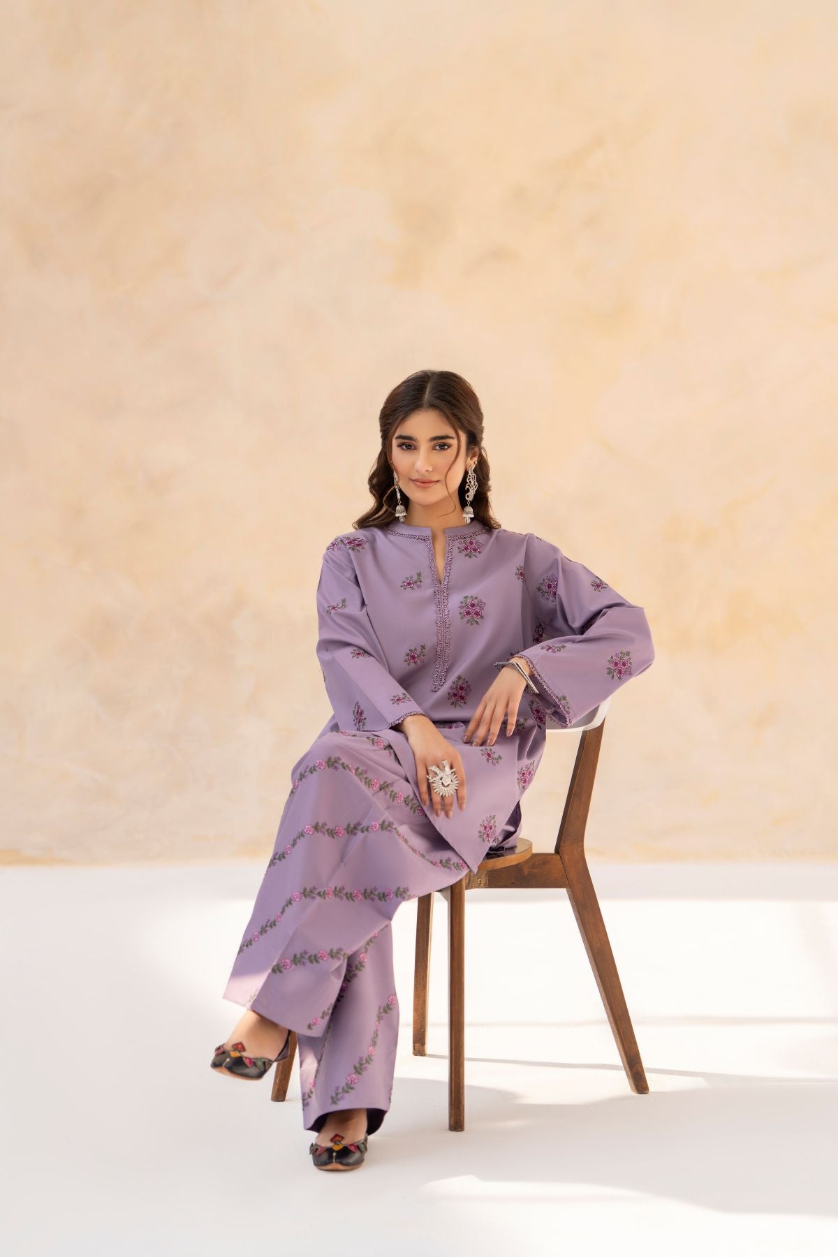 Embroidered Dhanak Winter 2 Piece Dress stiched