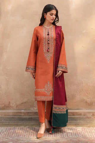 Jazmin Dhanak 3-Piece Heavy Embroidered Suit with Printed Wool Shawl