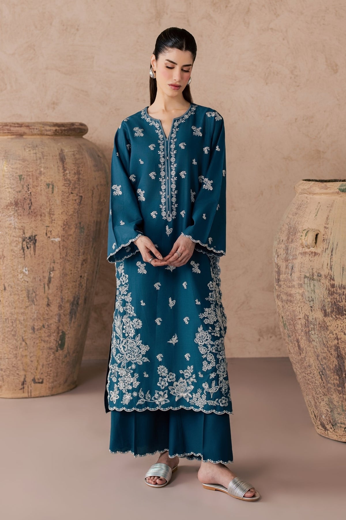 Embroidered Dhanak Winter 2 Piece Dress