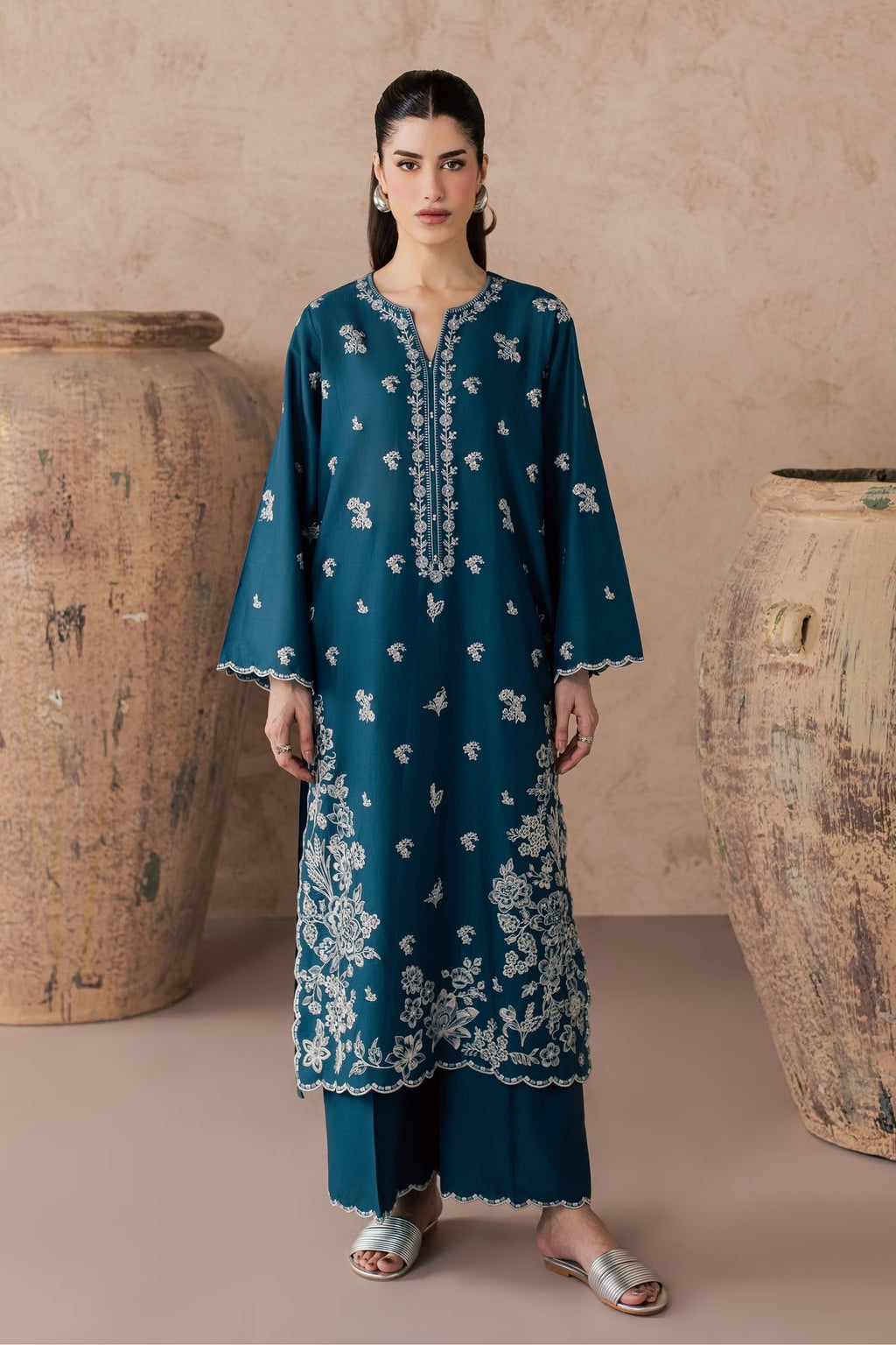 Embroidered Dhanak Winter 2 Piece Dress