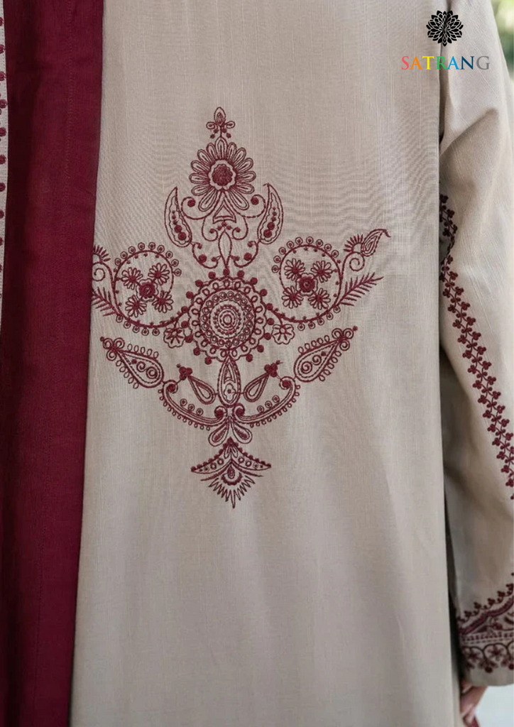 Sapphrie - Dhanak 3-Piece Unstitched Embroidered Suit