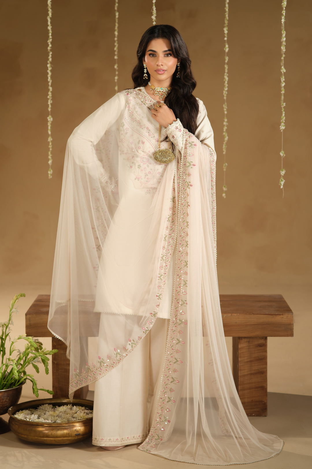 Rafza - Dhanak 3-Piece Unstitched Embroidered Suit